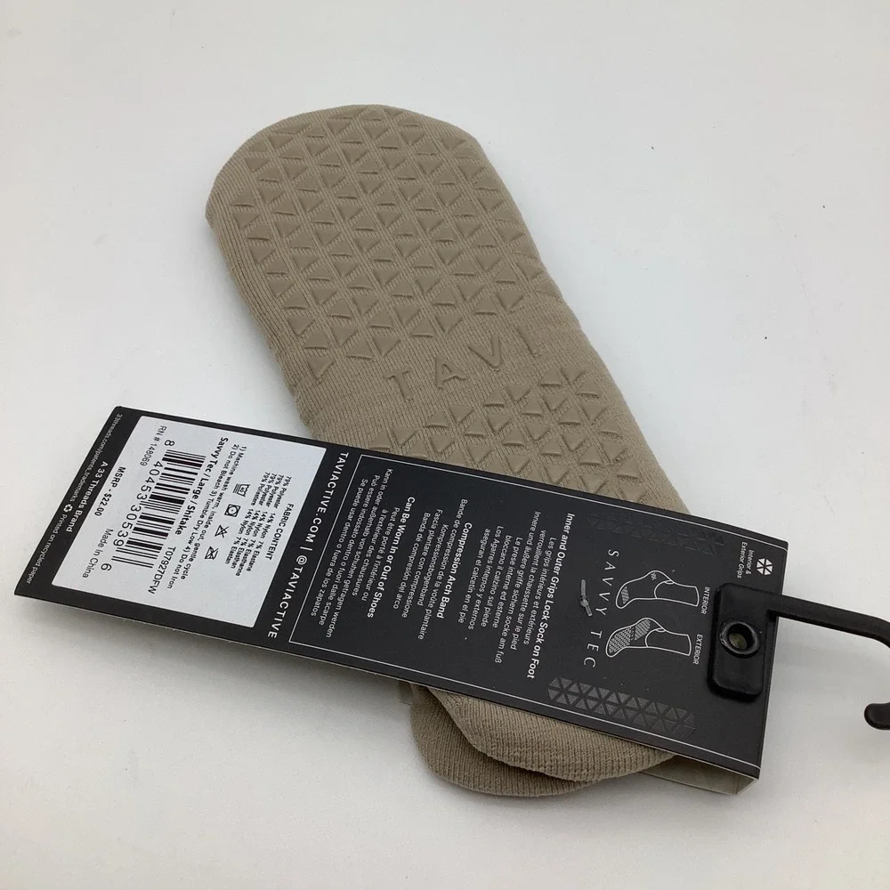 Tavi Tec‎ Savvy Tec Ultimate Performance Grip Socks Shitake Tan Size Large New
